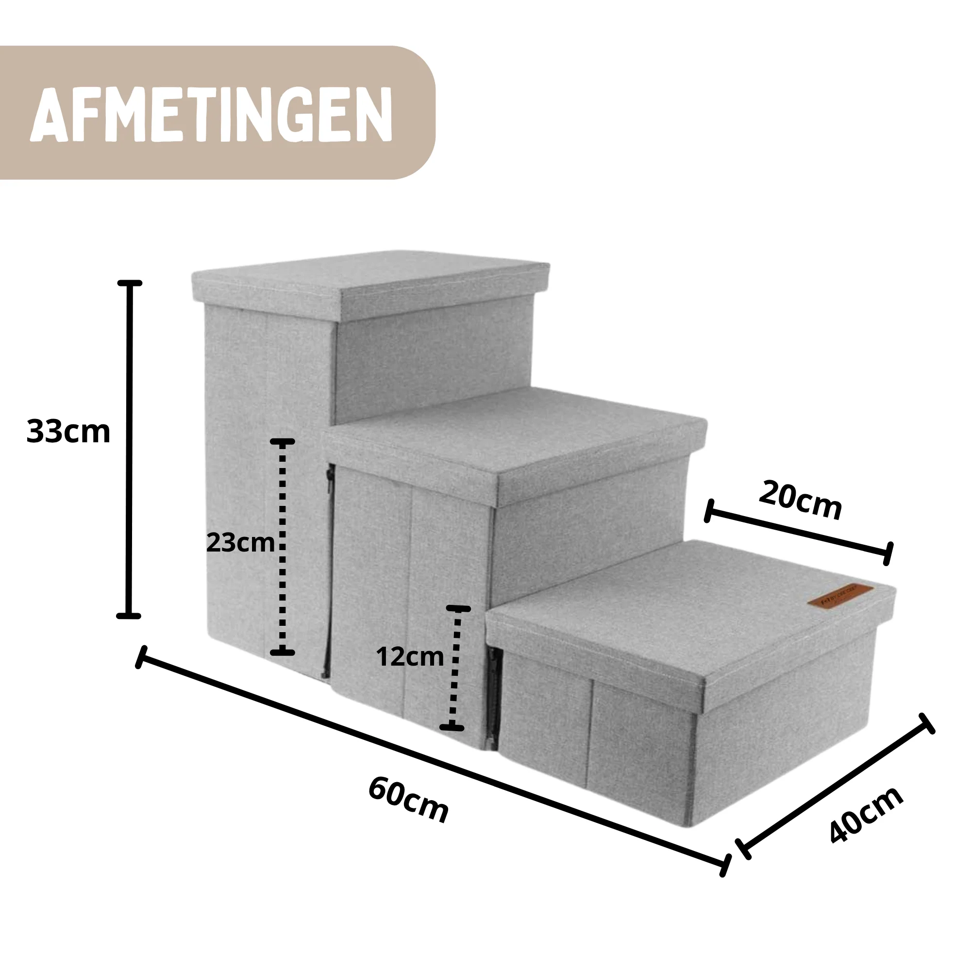 Hondentrap Stevig Model Met Opbergruimte - Trap Hond - tot 60 KG - Beige met grijs - Image 20