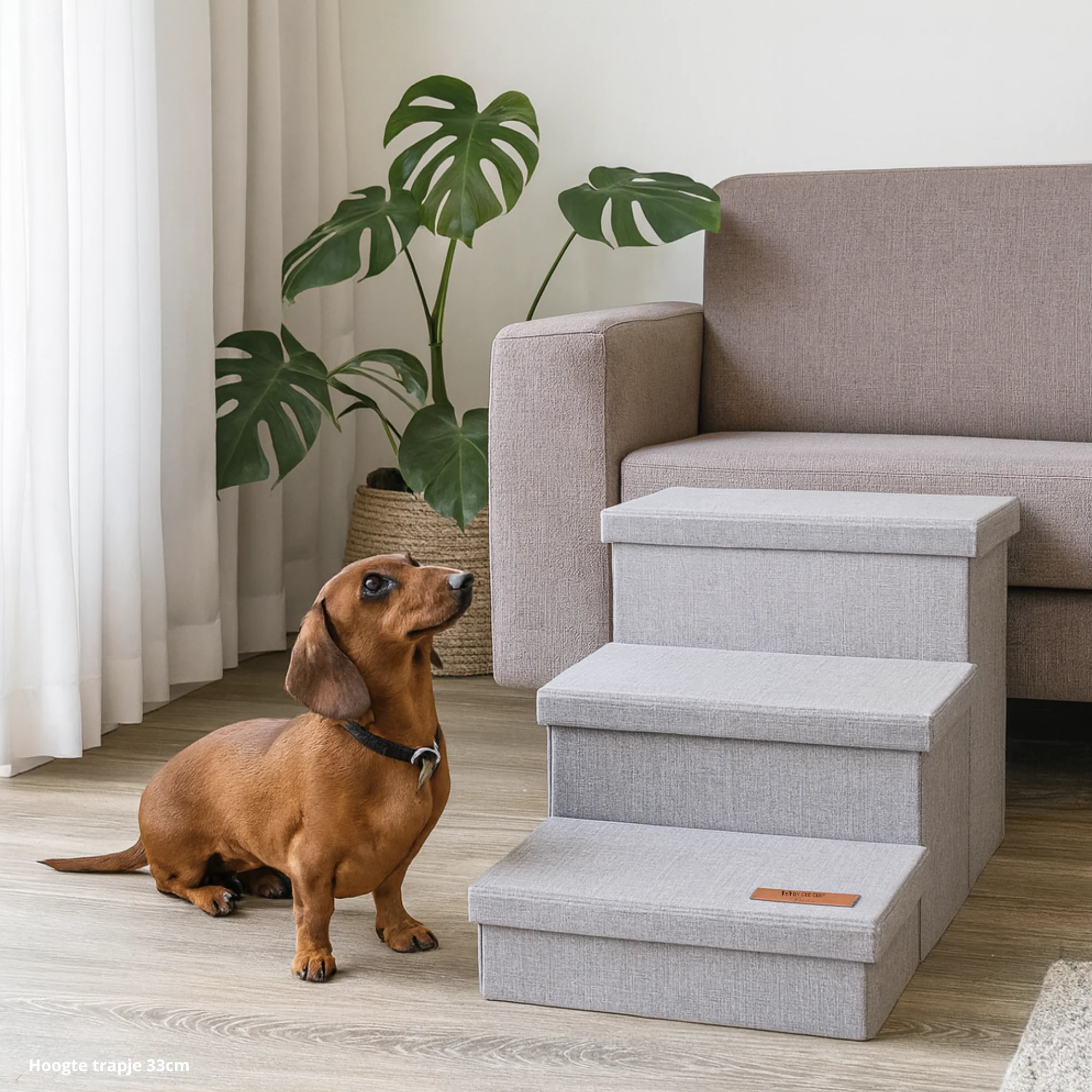 Hondentrap Stevig Model Met Opbergruimte - Trap Hond - tot 60 KG - Beige met grijs - Image 22