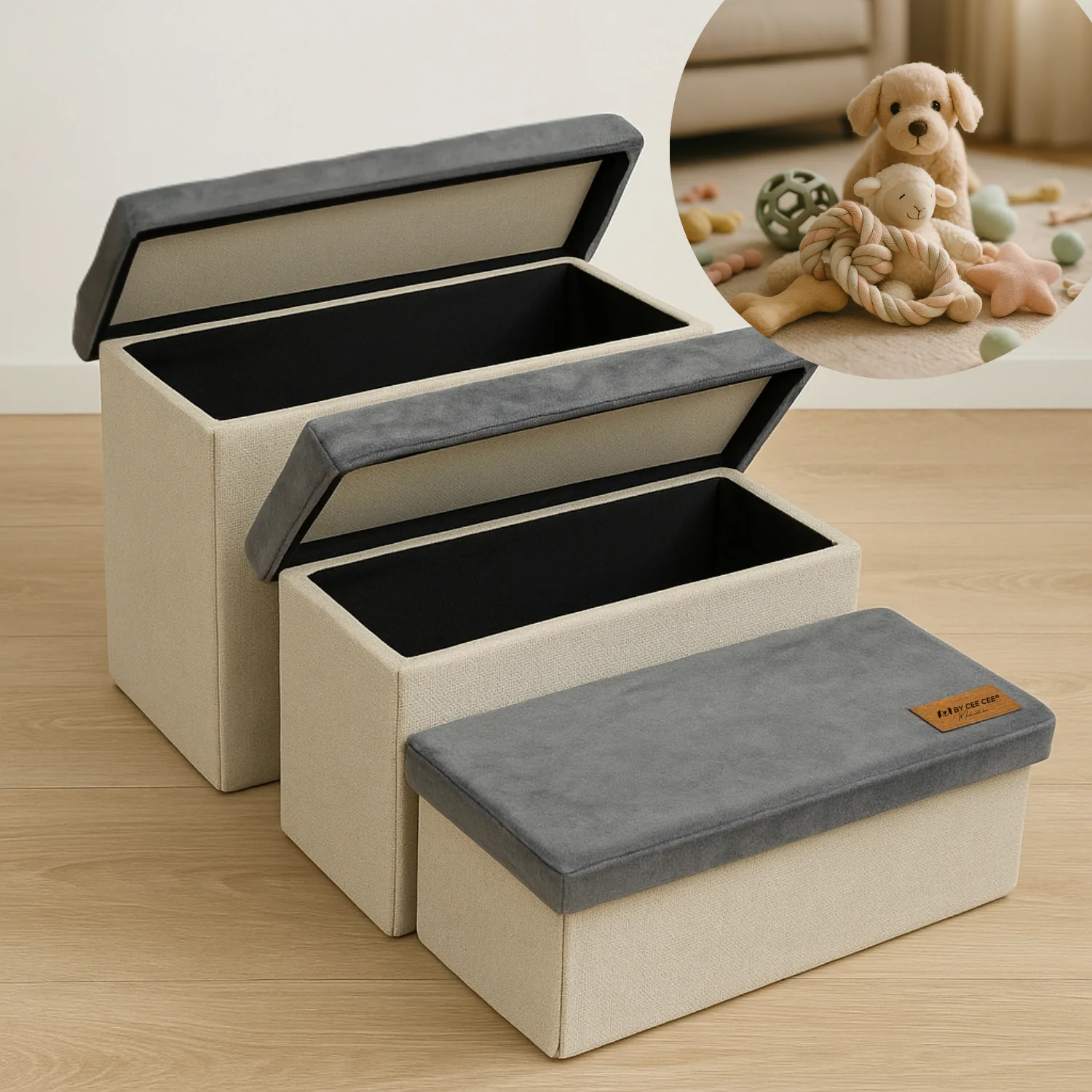 Hondentrap Stevig Model Met Opbergruimte - Trap Hond - tot 60 KG - Beige met grijs - Image 8